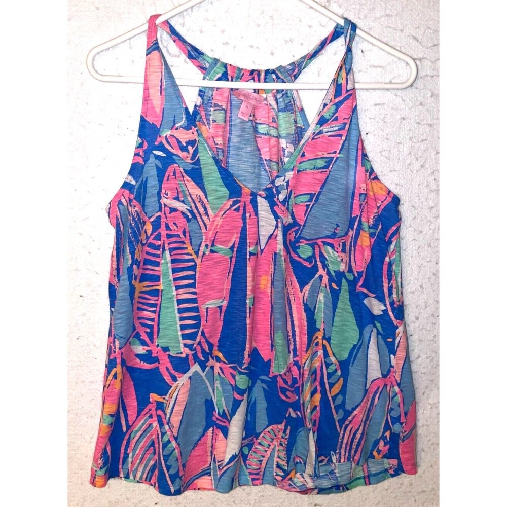 Lilly Pulitzer Minka Top Women's M Colorful Beachy Bay Blue out to Sea 100%